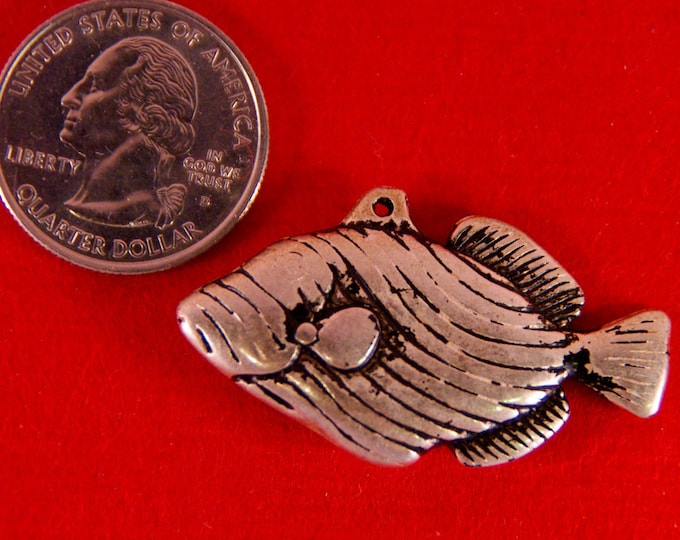 2 Vintage Fish Charm Metallic Plastic