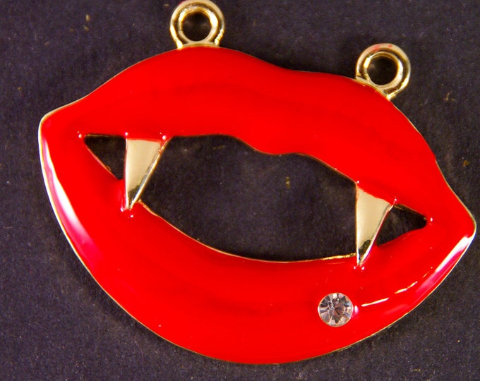 Red Enamel Gold-tone Vampire Pendant