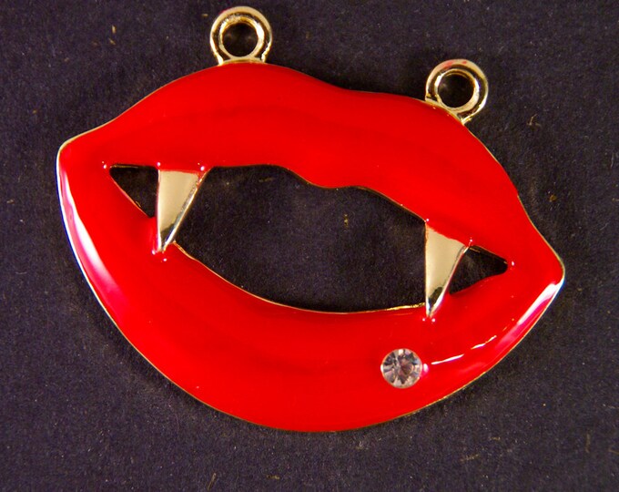 Red Enamel Gold-tone Vampire Pendant