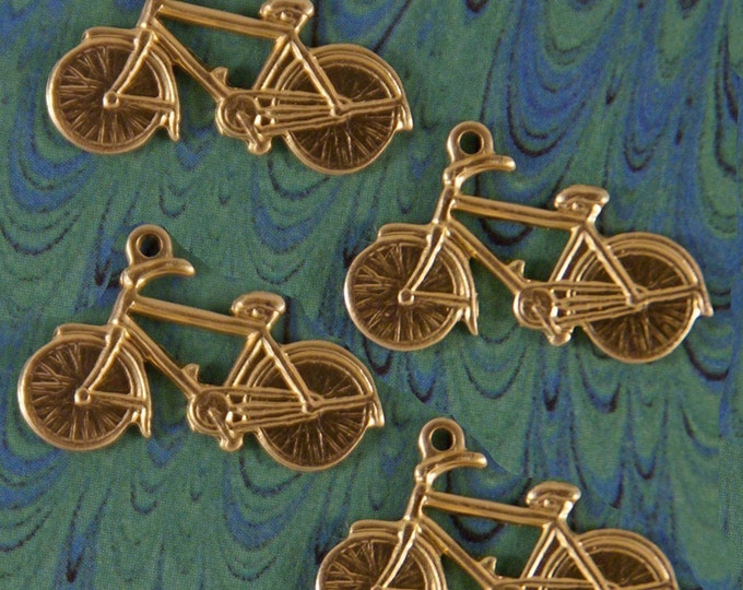 Set of 4 Brass Bicycle Charms