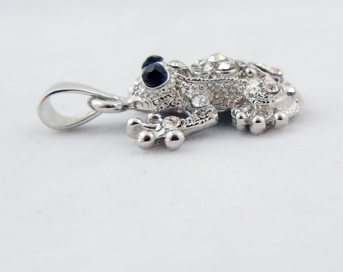 Small Frog Pendant Rhinestone Encrusted