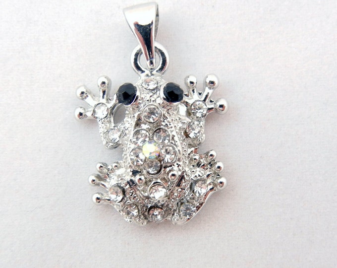 Small Frog Pendant Rhinestone Encrusted