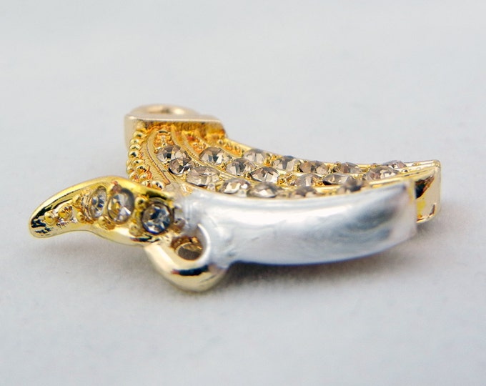 Banana Charm with Rhinestones and Link Gold-tone