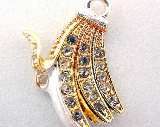 Banana Charm with Rhinestones and Link Gold-tone