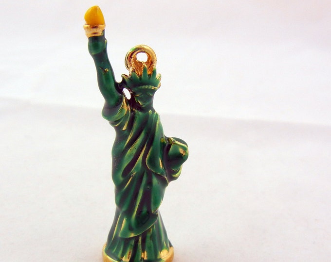 Statue of Liberty Charm Pendant Dimensional Green and Yellow Torch