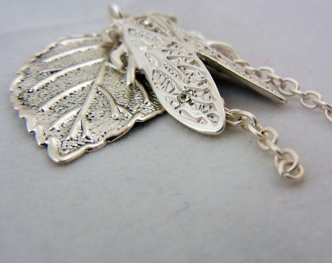 Antique Silver-tone Fly and Leaf Charms