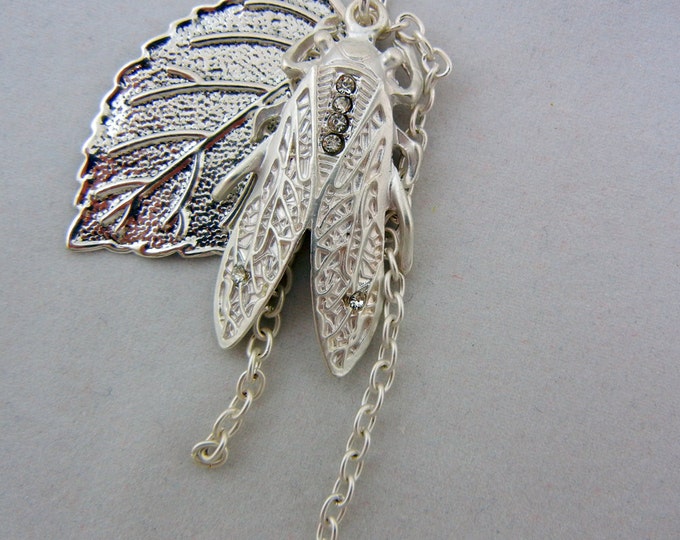 Antique Silver-tone Fly and Leaf Charms