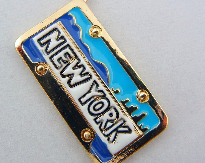 New York License Plate Charm Pendant- Travel