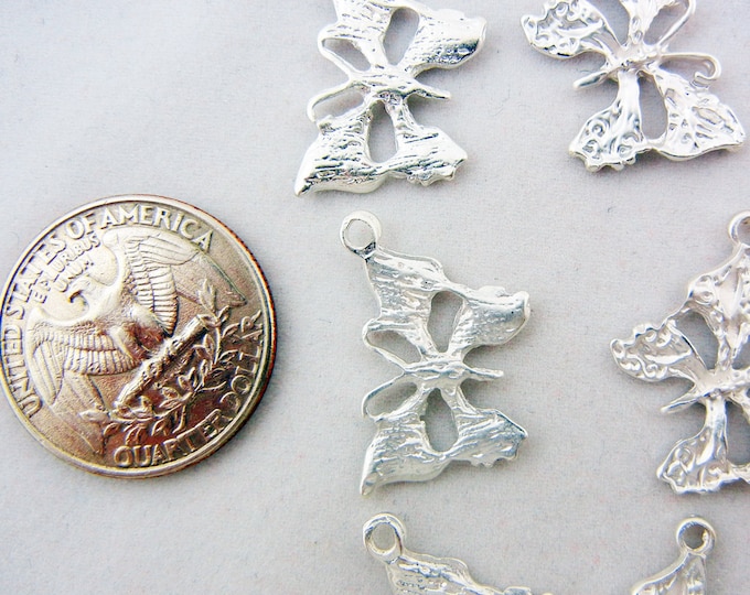 Set of Matte Silver-tone Butterfly Charms