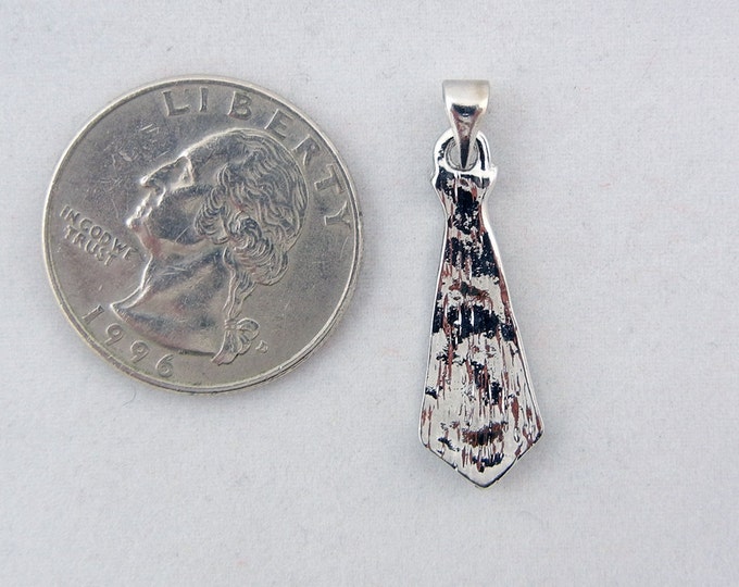 Tie Pendant with Rhinestones and Black Stripes