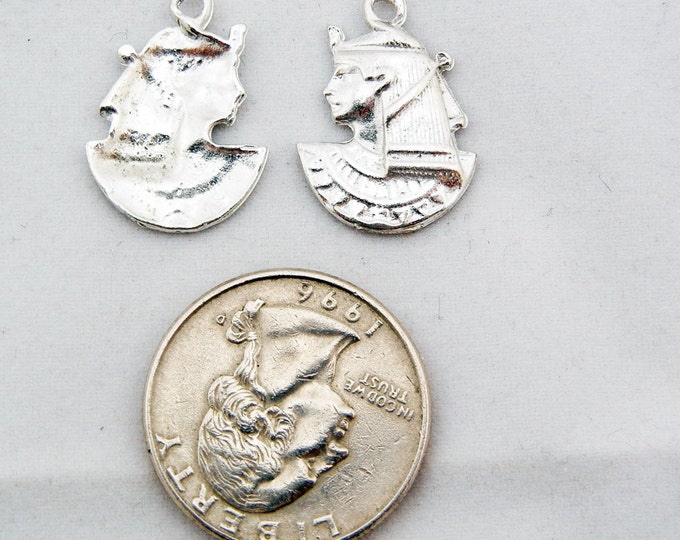 Set of 2 Pewter Charms of Isis the Egyptian Goddess