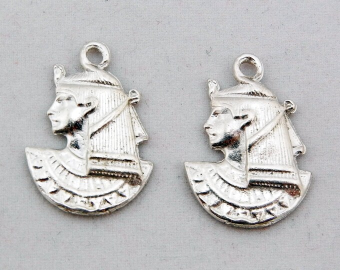 Set of 2 Pewter Charms of Isis the Egyptian Goddess