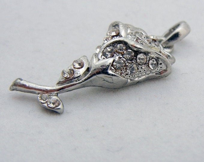 Sweet Silver-tone Rose Pendant