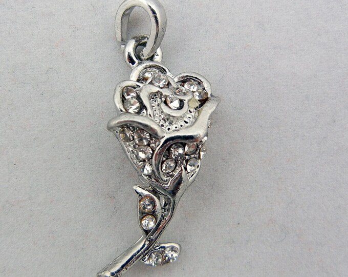 Sweet Silver-tone Rose Pendant