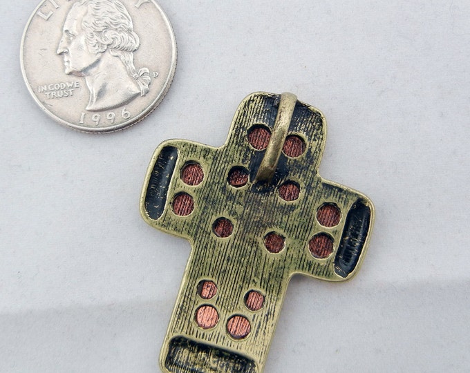 Two-tone Hammered Cross Pendant