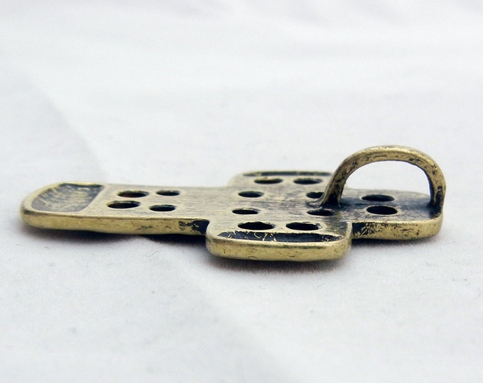 Two-tone Hammered Cross Pendant