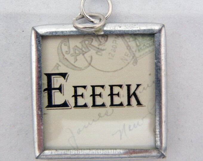 One Bat Charm in Metal Frame Under Glass