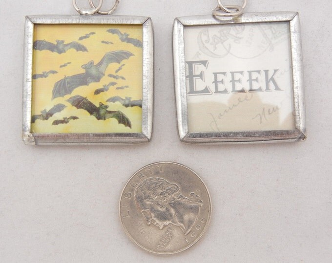 One Bat Charm in Metal Frame Under Glass