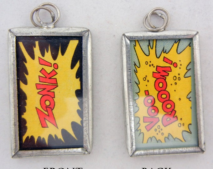 Metal Framed Comic Book Zonk and Voo-room Charm Two-sided