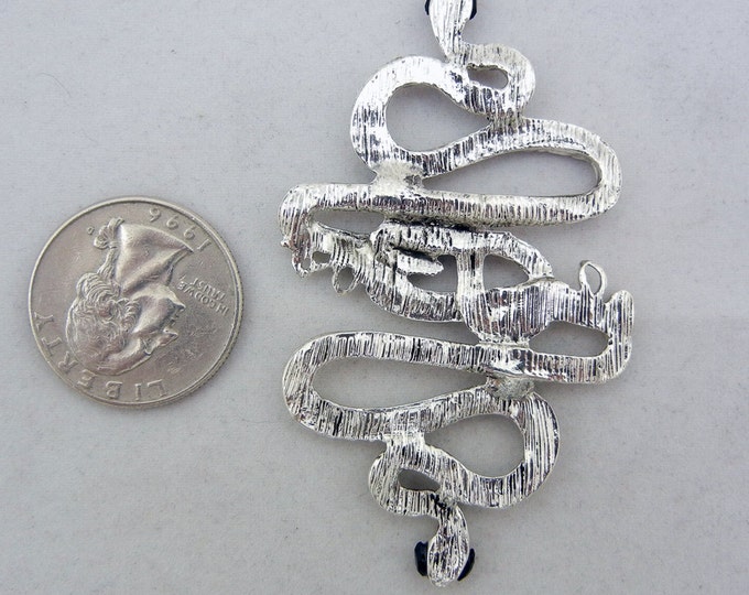 Large Antique Silver-tone Snake Side Charm Pendant