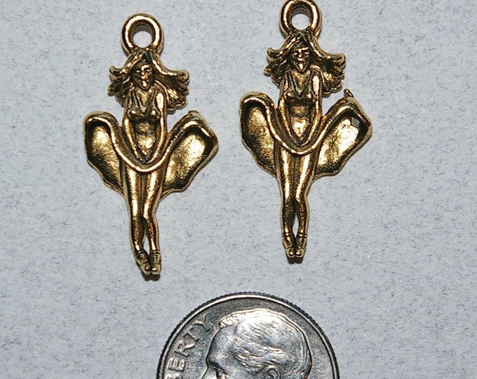 Pair of Gold-tone Pewter Movie Star Charms