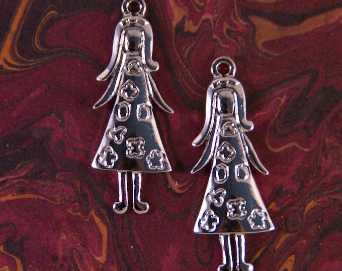 Pair of Silver-tone Woman–Girl Charms