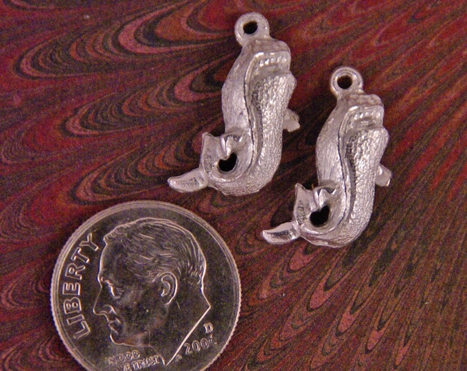 Two Small Pewter Great White Shark Charms
