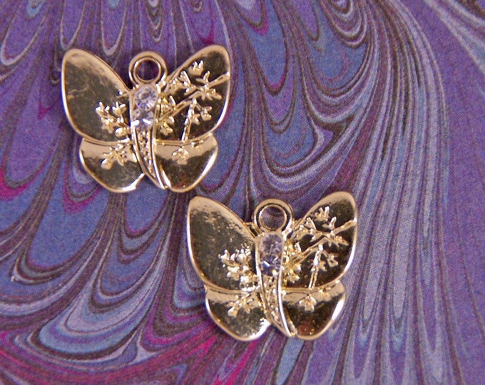 Set of Gold-tone Double-sided Butterfly Charms