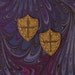 Pair of Small Brass Shield Stampings with Heraldic Cross Design