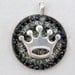 Round Antique Silver-tone Crown Pendant with Black and Gray Rhinestones SALE