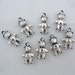 8 Metallic Plastic Dimensional Teddy Bear Charms Silver-tone