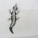 Silver-tone Flexible Alligator Pendant with Rhinestones and Black Epoxy