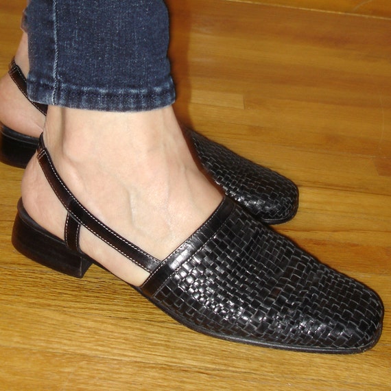 SALE vintage Italian SESTO MEUCCI black woven leather sandals 8 N