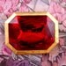 vintage over-sized ruby red faux gemstone gilt statement brooch