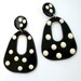 giant vintage black and white polka dot pierced dangle hoop earrings