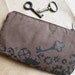 Dark Brown Steampunk Skeleton Key Zippered Pouch / Pencil Case - Cotton