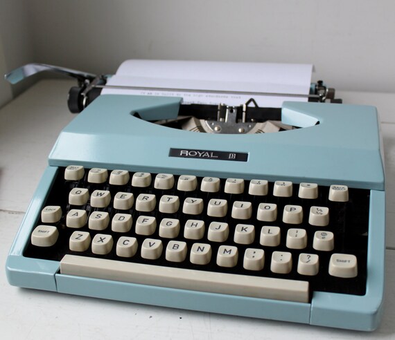 SALE vintage Royal Portable typewriter 1970s. Powder blue.