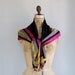 vintage Anne Klein for Vera silk scarf. 1980s. Pink, gold, black and white colorblock and stripe design / designer fashion