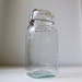 vintage 1910s Queen canning jar. Pale olive green glass quart. Rustic wedding decor, vase, home canning, fruit jar