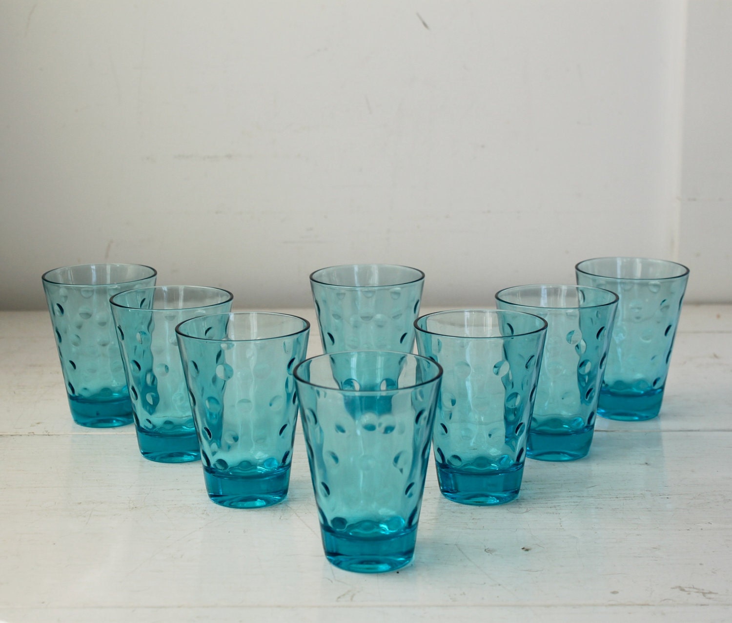 Vintage Turquoise Drinking Glasses Set Of 8 Hazel Ware Capri   Il Fullxfull.309794481 