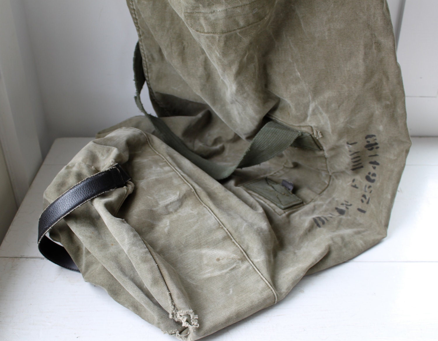 vintage 1960s army duffle bag. Vietnam era military issue