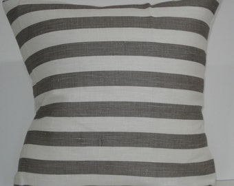 New 18x18 inch Designer Handmade Pillow Cases in warm grey and white stripe