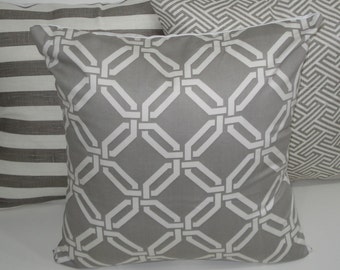 THREE New 18x18 inch Designer Handmade Pillow Cases in grey