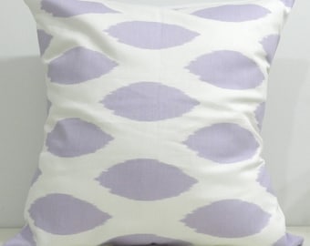 New 18x18 inch Designer Handmade Pillow Cases in lavender ikat