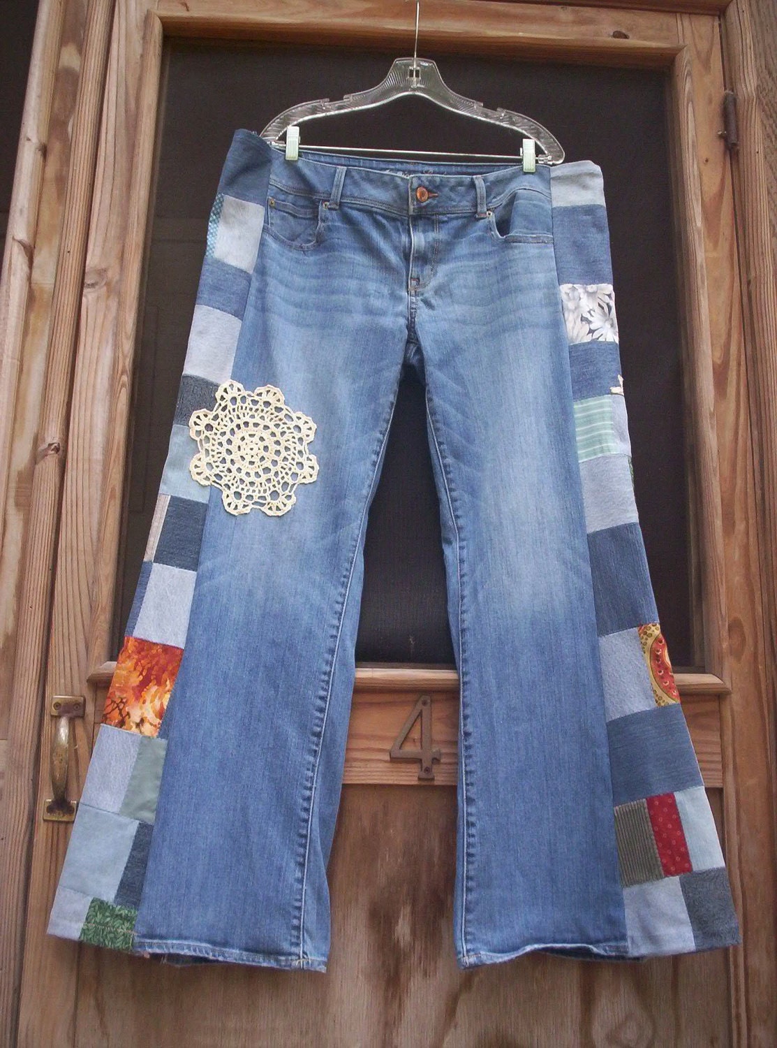 BELL PATCHWORK PANTS Hippie Bell Bottoms Jeans Doily n Daisy