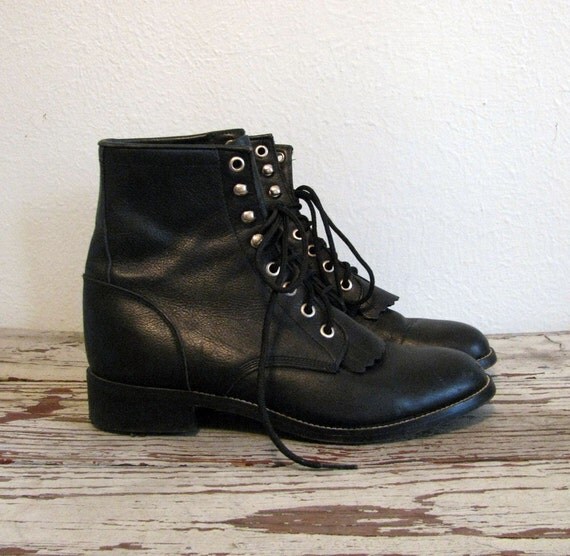 justin lace up boots women's