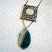 Gemini. Agate Stone & Vintage Zodiac Sign Necklace.