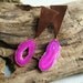 Hot Pink Bohemian Statement Earrings. Inverted Copper Triangle & Agate Slices .
