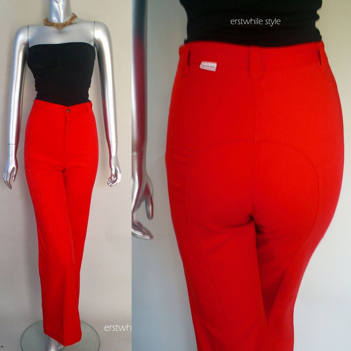 SALE...1970s Red High Waisted Ditto Jeans