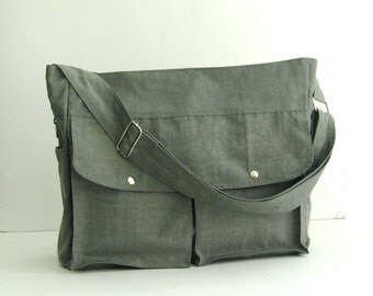 Sale - Grey Water-Resistant Nylon Diaper Bag - Shoulder bag, Messenger bag, Tote, Travel bag, Women, Gym bag - JENNIFER
